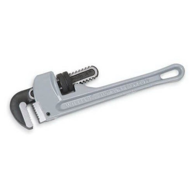 Williams Pipe Wrench, Heavy Duty, 2-1/8 in, 12 in OAL, Hook Jaw, Plain Grip, Aluminum Handle, Standard Adjustment