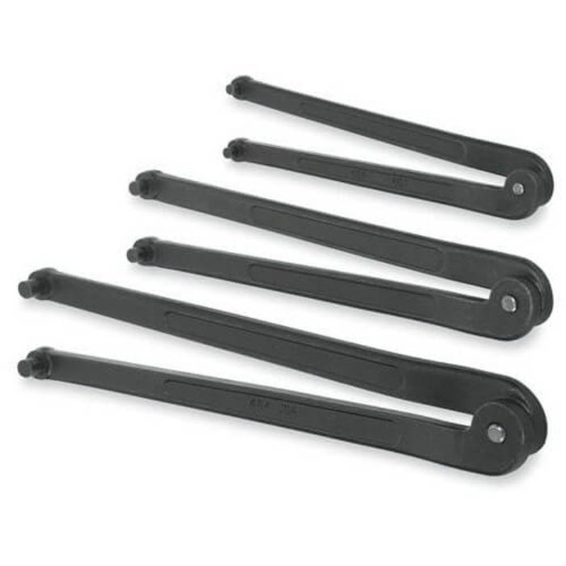 Williams Spanner Wrench Set, Adjustable Face, Imperial, 6-1/4 to 10-3/8 in Size, 3 pc, Industrial Black Finish
