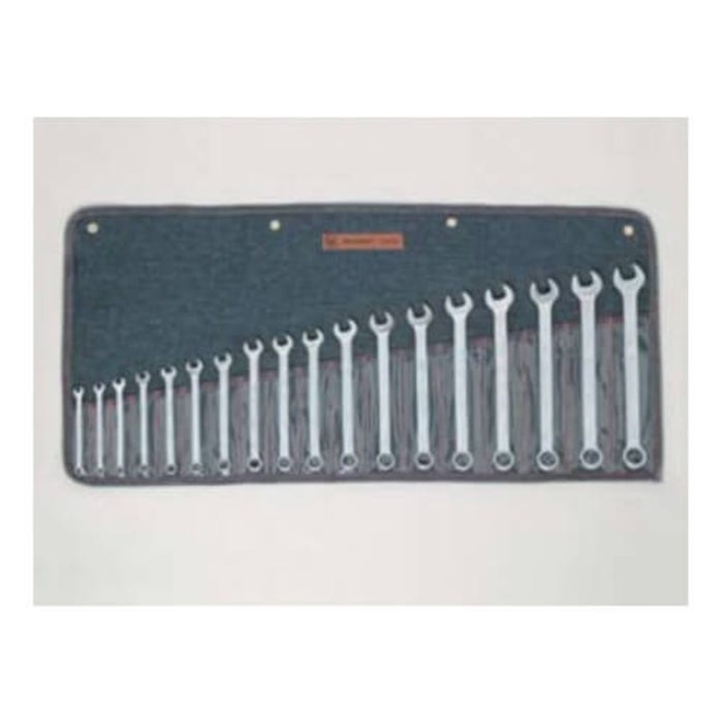 Wright 758 Combination Wrench Set, 18 pc, 7 to 24 mm, Polished Chrome