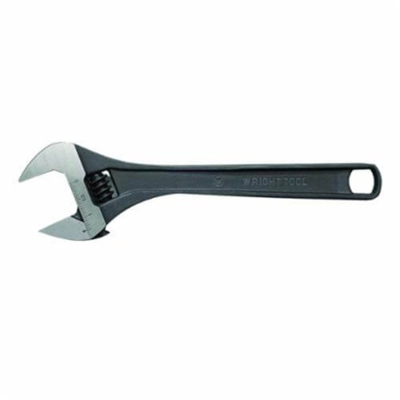 Wright 9AB10 Adjustable Wrench, 1-3/8 in, 10 in OAL, Steel Body, Steel, Industrial Black