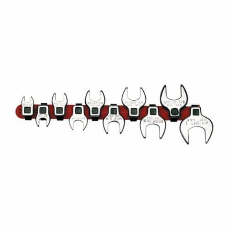 Wright Crowfoot Wrench Set, Imperial System of Measurement, 3/8 to 1 in, 10 Piece, 3/8 in Open End Drive