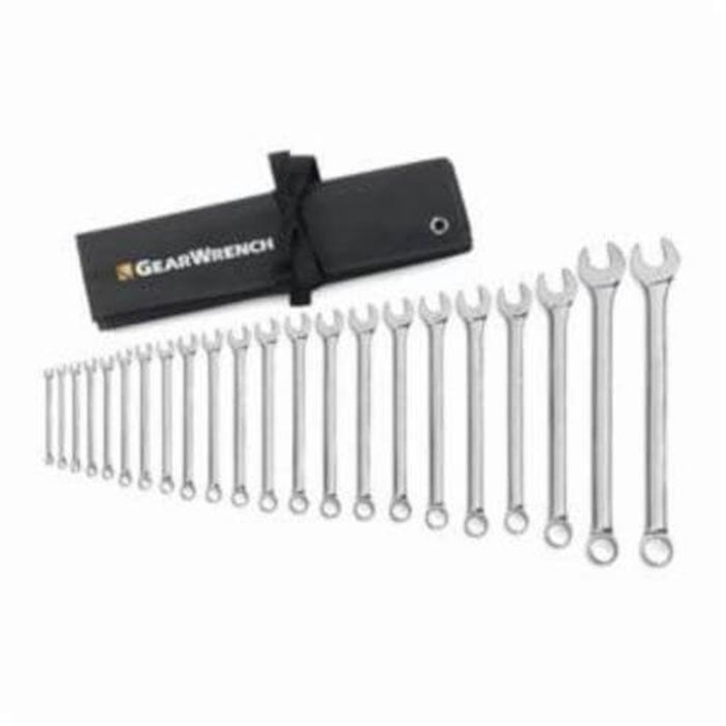 GearWrench 81916 Combination Wrench Set, Long Length Non-Ratcheting, Metric, 6 to 32 mm Size, 22 pc, 12 Point, 15 Offset