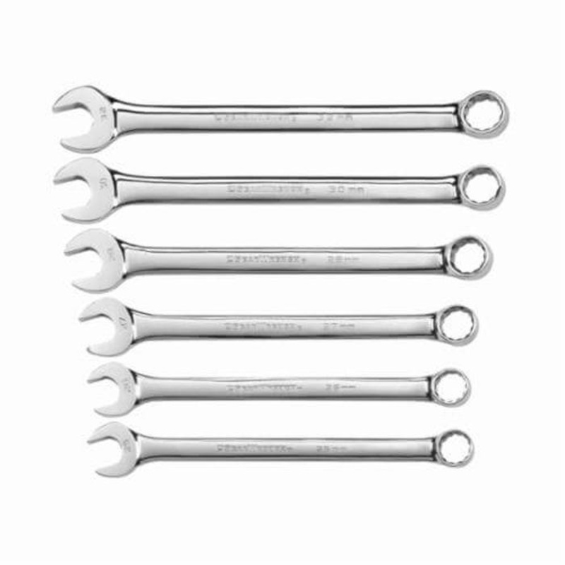 GearWrench 81922 Combination Wrench Set, Add-On Long Length Non-Ratcheting, Metric, 25 to 32 mm Size, 6 pc, 12 Point, 15 Offset