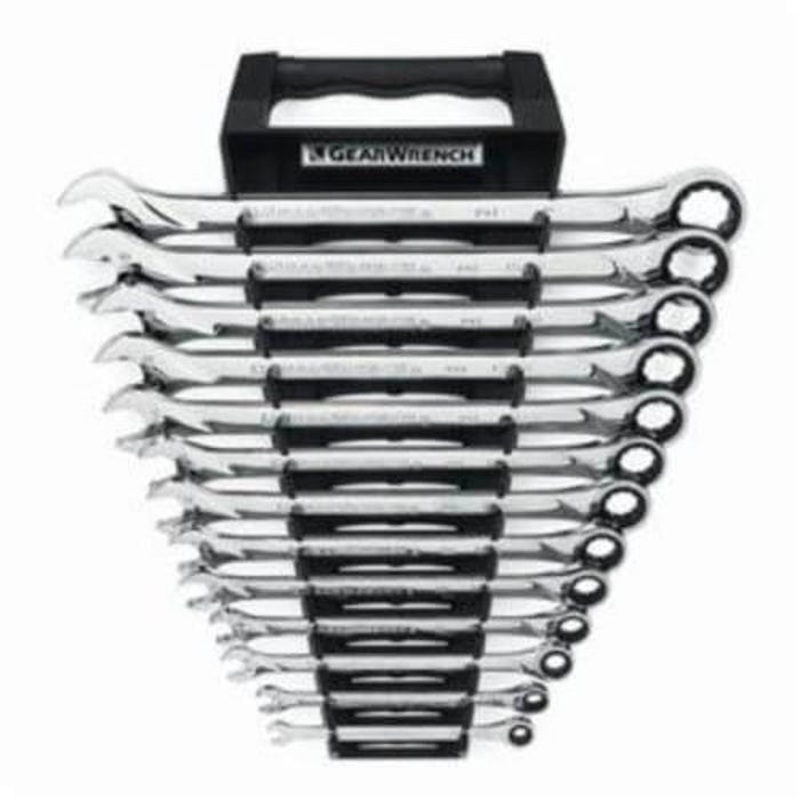 GearWrench 85199 Combination Wrench Set, Extra Long Length Ratcheting, Imperial, 1/4 to 1 in Size, 13 pc