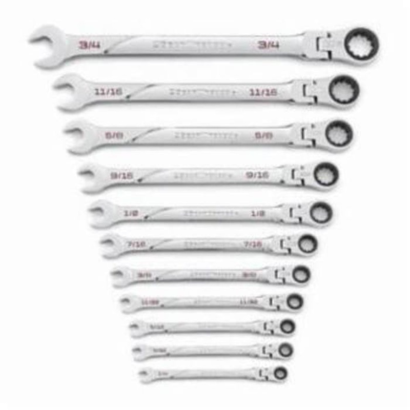 GearWrench 86247 120XP Combination Wrench Set, Extra Long/Standard Length Ratcheting Universal, Imperial, 1/4 to 3/4 in, 11 pc