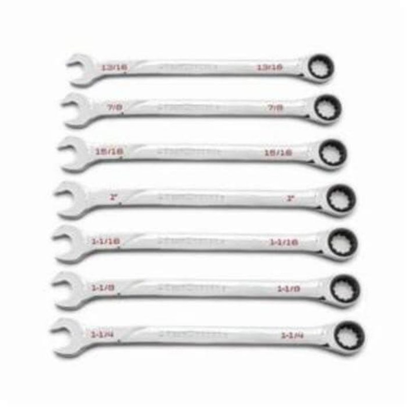 GearWrench 86452 120XP Combination Wrench Set, Extra Long Length Ratcheting Universal, Imperial, 13/16 to 1-1/4 in Size, 7 pc