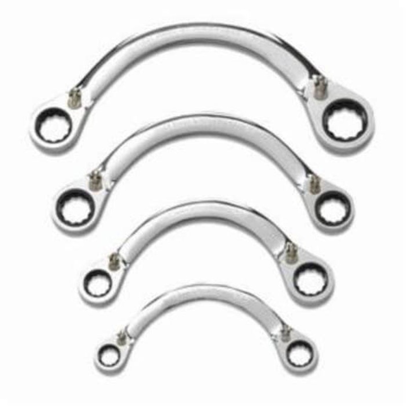 GearWrench 9840D Double Box End Wrench Set, Regular Length Ratcheting Reversible, Imperial, 3/8 to 7/8 in, 4 pc, 12 Point