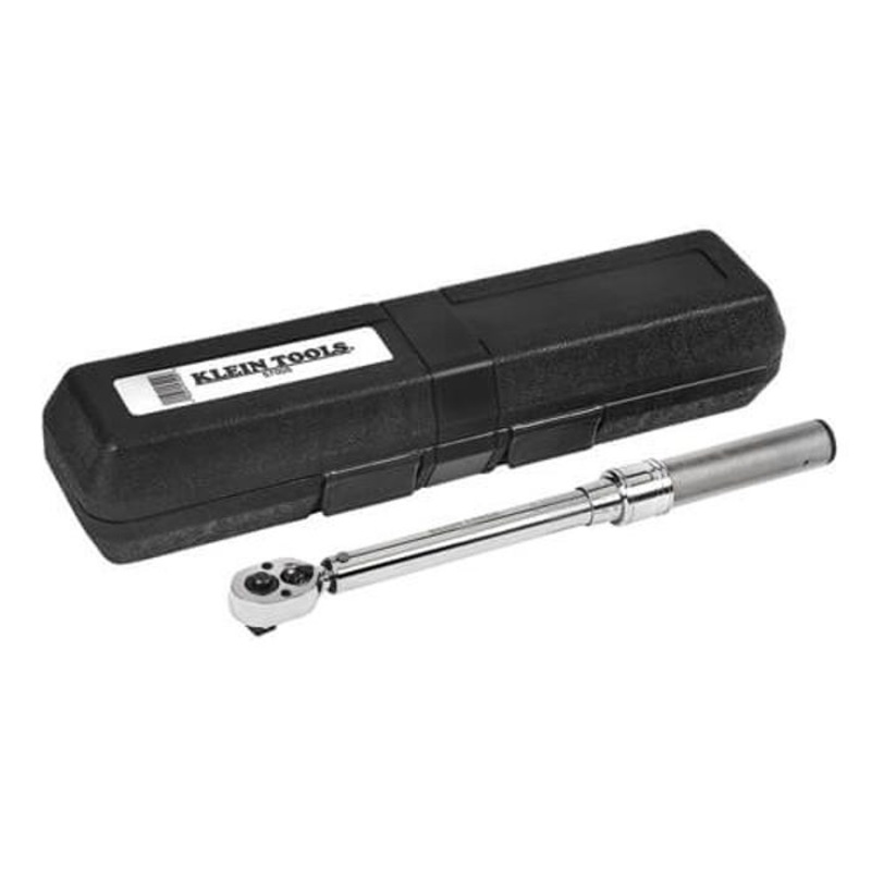 Klein 57005 Adjustable Torque Wrench, 3/8 in Drive, 30 to 250 ft-lb, Square Drive Ratchet Head, 10-5/8 in OAL, ASME Specified