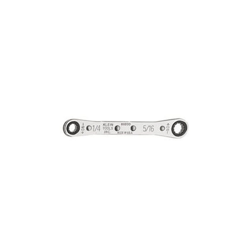 Klein 68200 Box Wrench, Imperial, Reversible Ratcheting Wrench, 1/4 x 5/16 in Wrench Opening, 12 points, 4-3/8 in OAL