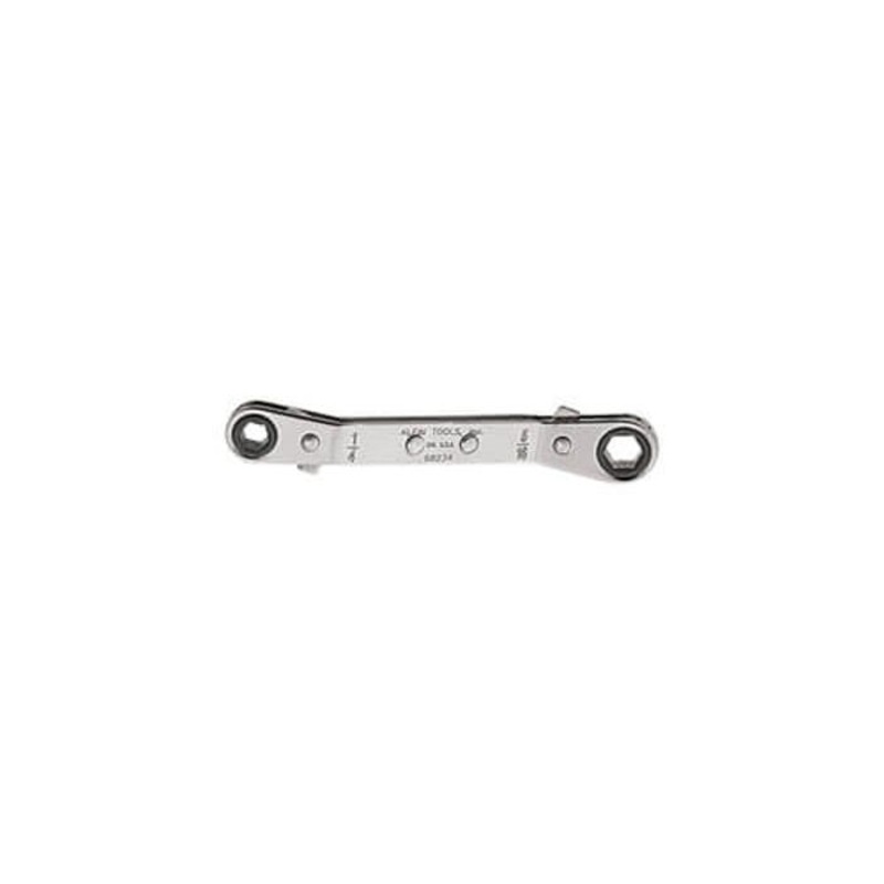 Klein 68234 Box Wrench, Measurement System: SAE, Offset/Ratcheting/Reversible/Spline Wrench, 1/4 x 5/16 in Wrench Opening, 6 points, 4-3/8 in OAL