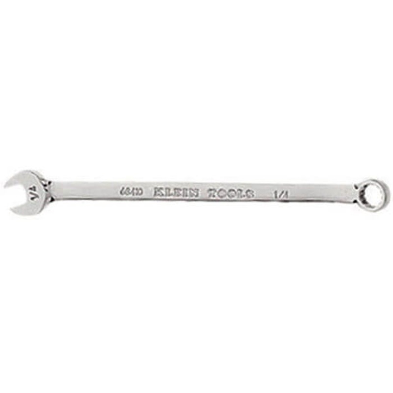 Klein 68410 Combination Wrench, 1/4 in Wrench, 12 Points, 15 Offset, 5-1/8 in OAL, Forged Alloy Steel, Polished Chrome/Nickel Plated