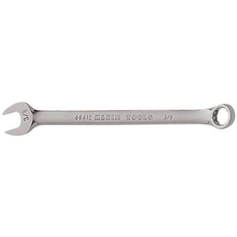 Klein 68412 Combination Wrench, 3/8 in Wrench, 12 Points, 15 Offset, 6-1/8 in OAL, Forged Alloy Steel, Polished Chrome/Nickel Plated