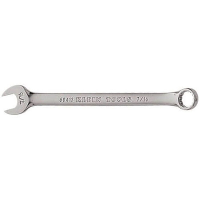 Klein 68413 Combination Wrench, 7/16 in Wrench, 12 Points, 15 Offset, 6-5/8 in OAL, Forged Alloy Steel, Polished Chrome/Nickel Plated