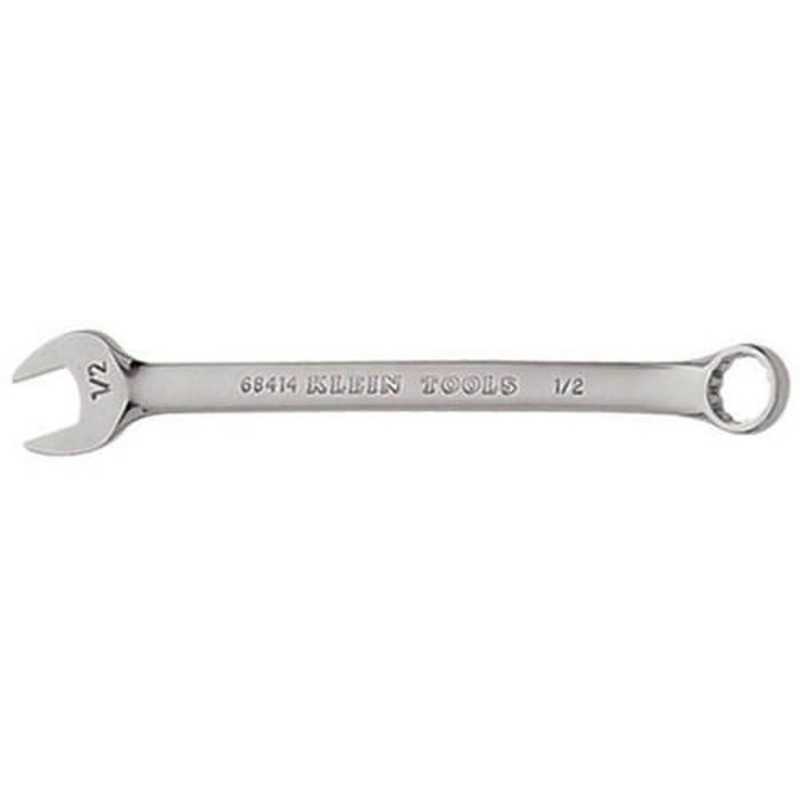 Klein 68414 Combination Wrench, 1/2 in Wrench, 12 Points, 15 Offset, 7-1/8 in OAL, Forged Alloy Steel, Polished Chrome/Nickel Plated