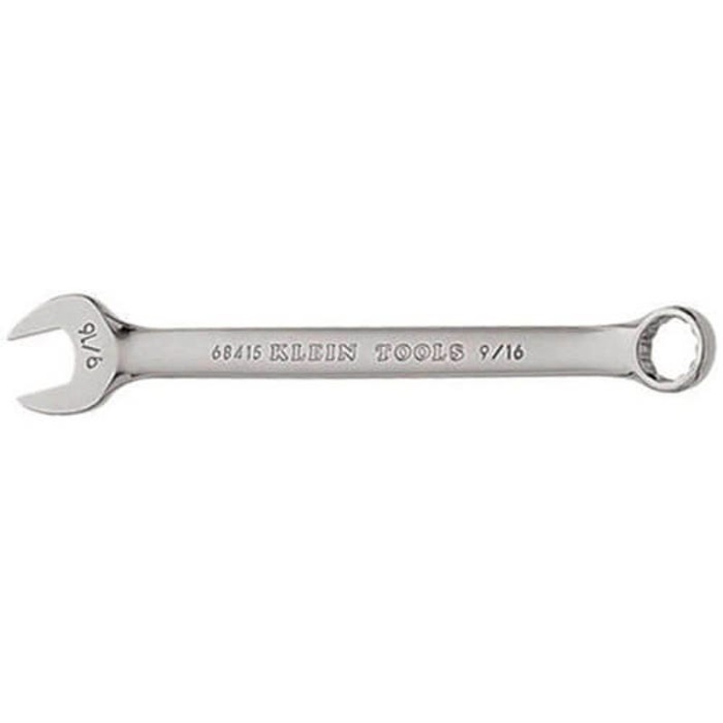 Klein 68415 Combination Wrench, 9/16 in Wrench, 12 Points, 15 Offset, 7-1/2 in OAL, Forged Alloy Steel, Polished Chrome/Nickel Plated