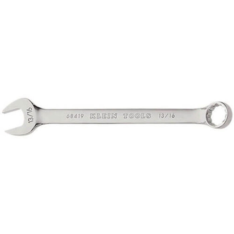 Klein 68419 Combination Wrench, 13/16 in Wrench, 12 Points, 15 Offset, 10-5/8 in OAL, Forged Alloy Steel, Polished Chrome/Nickel Plated