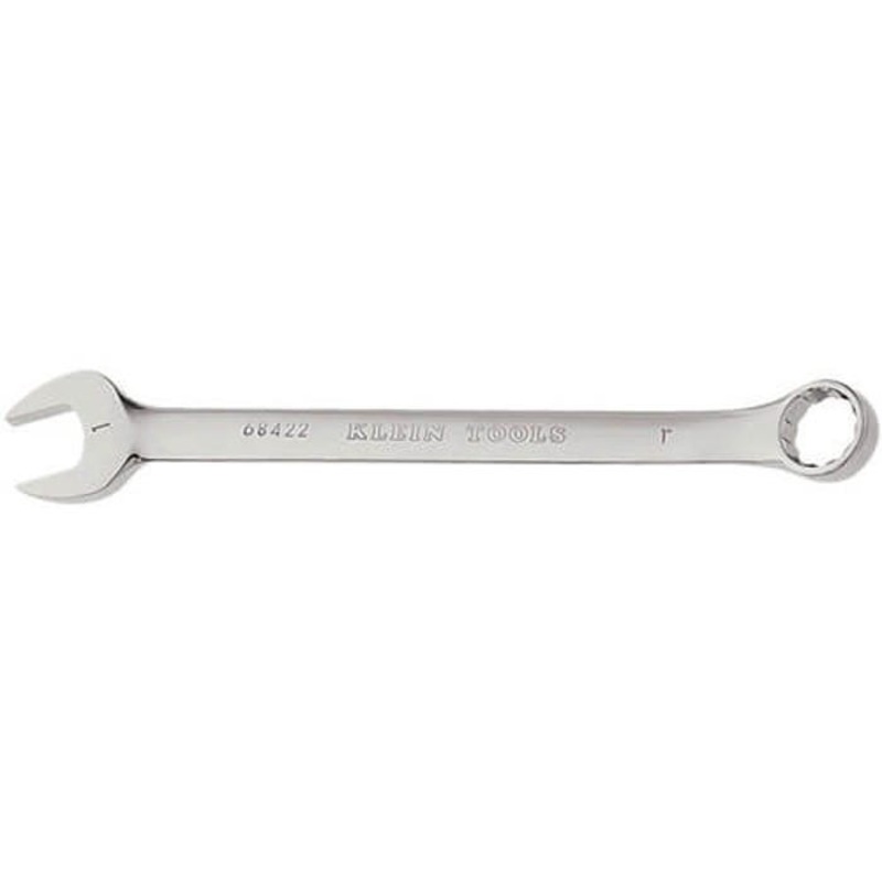 Klein 68422 Combination Wrench, 1 in Wrench, 12 Points, 15 Offset, 13-1/4 in OAL, Forged Alloy Steel, Polished Chrome/Nickel Plated