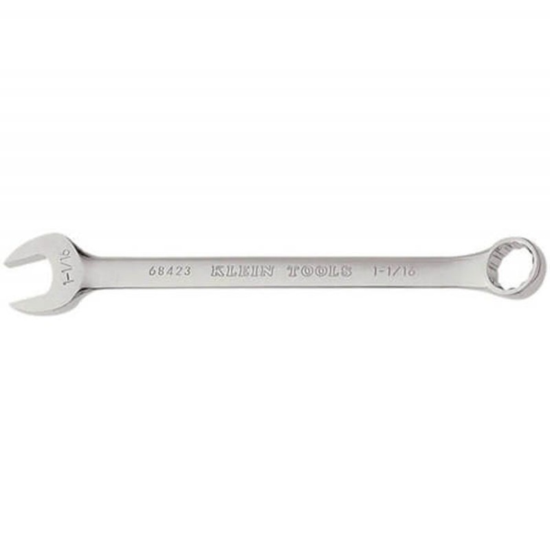 Klein 68423 Combination Wrench, 1-1/16 in Wrench, 12 Points, 15 Offset, 14-1/4 in OAL, Forged Alloy Steel, Polished Chrome/Nickel Plated