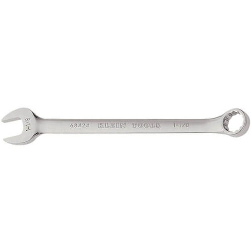Klein 68424 Combination Wrench, 1-1/8 in Wrench, 12 Points, 15 Offset, 15-1/2 in OAL, Forged Alloy Steel, Polished Chrome/Nickel Plated