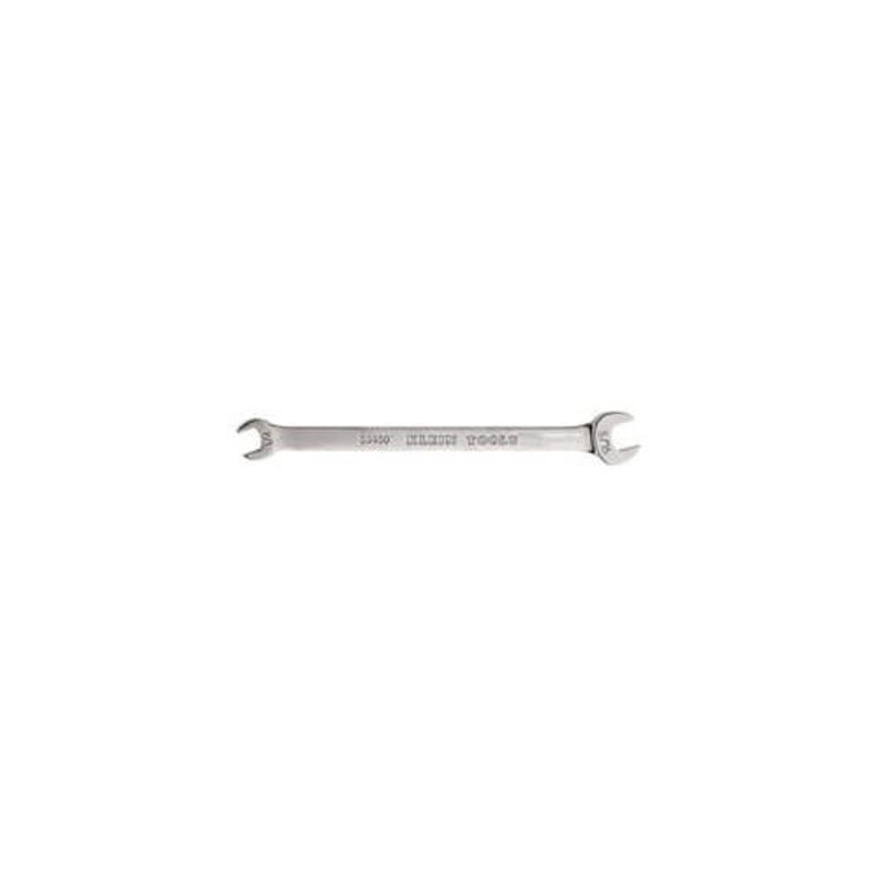 Klein 68460 Open End Wrench, 1/4 x 5/16 in Wrench, Double End Head, 15 Offset, 4-3/4 in L, Alloy Steel, Polished Chrome/Nickel Plated