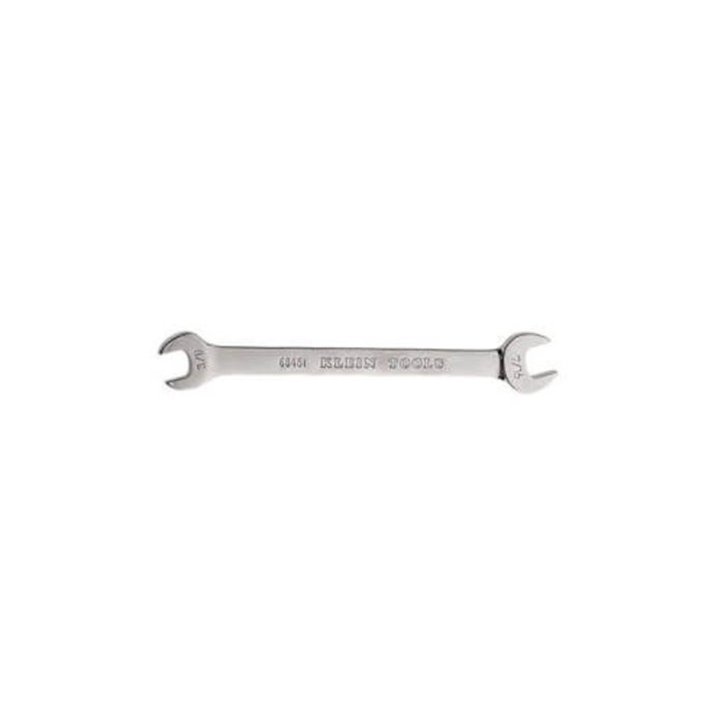 Klein 68461 Standard Length Open End Wrench, 3/8 x 7/16 in Wrench, 15 Offset, 6 in L, Forged Alloy Steel, Polished Chrome/Nickel Plated