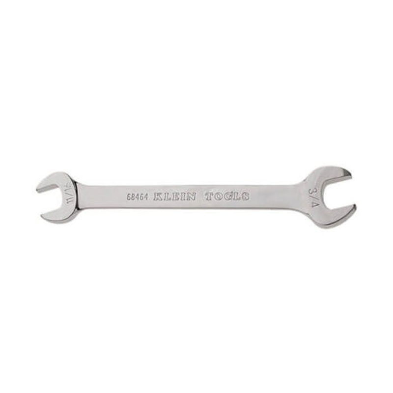 Klein 68464 Open End Wrench, 11/16 x 3/4 in Wrench, Double End Head, 15 Offset, 9 in L, Alloy Steel, Polished Chrome/Nickel Plated