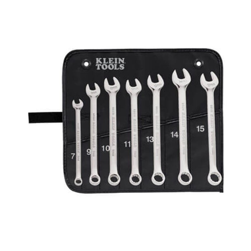 Klein 68500 Combination Wrench Set, Metric System of Measurement, 7 to 15 mm, 7 pc, 12 point, 15 Offset