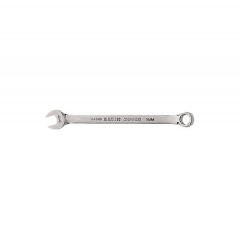 Klein 68509 Combination Wrench, 9 mm Wrench, 12 Points, 15 Offset, 6-1/8 in OAL, Forged Alloy Steel, Polished Chrome/Nickel Plated