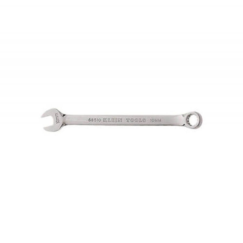 Klein 68510 Combination Wrench, 10 mm Wrench, 12 Points, 15 Offset, 6-1/2 in OAL, Forged Alloy Steel, Polished Chrome/Nickel Plated