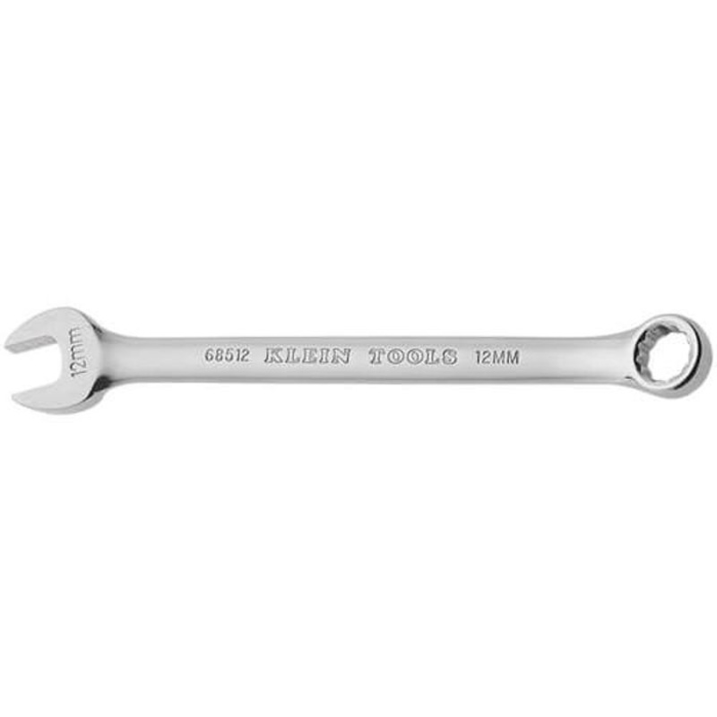 Klein 68512 Combination Wrench, 12 mm Wrench, 12 Points, 15 Offset, 7-1/8 in OAL, Forged Alloy Steel, Polished Chrome/Nickel Plated