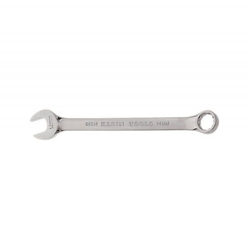 Klein 68514 Combination Wrench, 14 mm Wrench, 12 Points, 15 Offset, 7-1/2 in OAL, Forged Alloy Steel, Polished Chrome/Nickel Plated