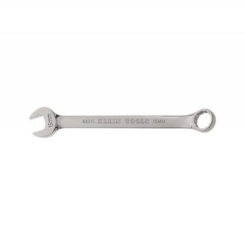 Klein 68515 Combination Wrench, 15 mm Wrench, 12 Points, 15 Offset, 7-1/2 in OAL, Forged Alloy Steel, Polished Chrome/Nickel Plated