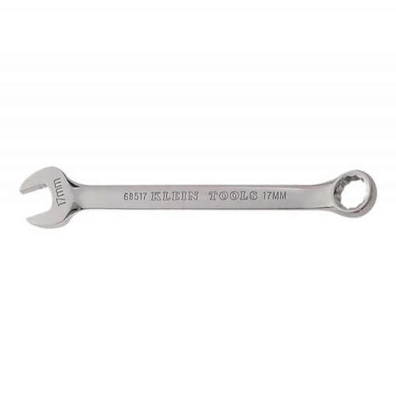 Klein 68517 Combination Wrench, 17 mm Wrench, 12 Points, 15 Offset, 9 in OAL, Forged Alloy Steel, Polished Chrome/Nickel Plated
