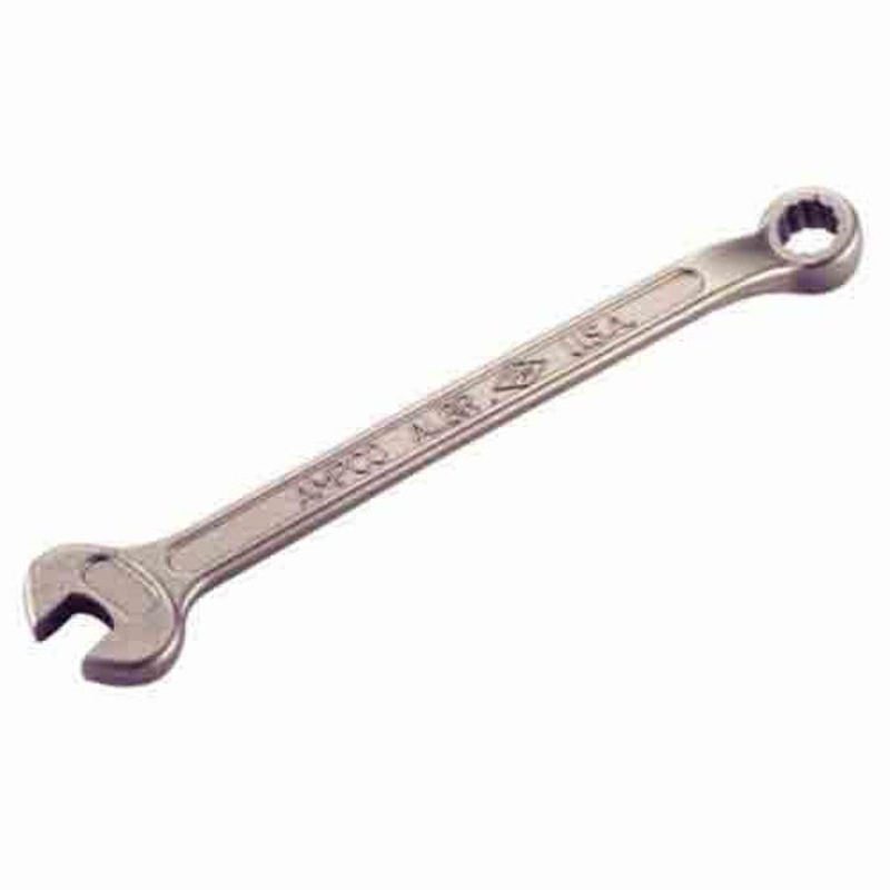 Ampco W-673 Double End Combination Wrench, 1-1/8 in, 12 Points, 15  Offset, 15-3/8 in OAL, Nickel Aluminum Bronze, Natural