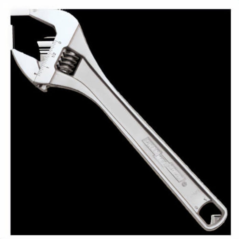 Channellock 812W Uninsulated Adjustable Wrench, 1-1/2 in, Polished Chrome, 12 in OAL, Chrome Vanadium Steel Body, Chrome Vanadium Steel