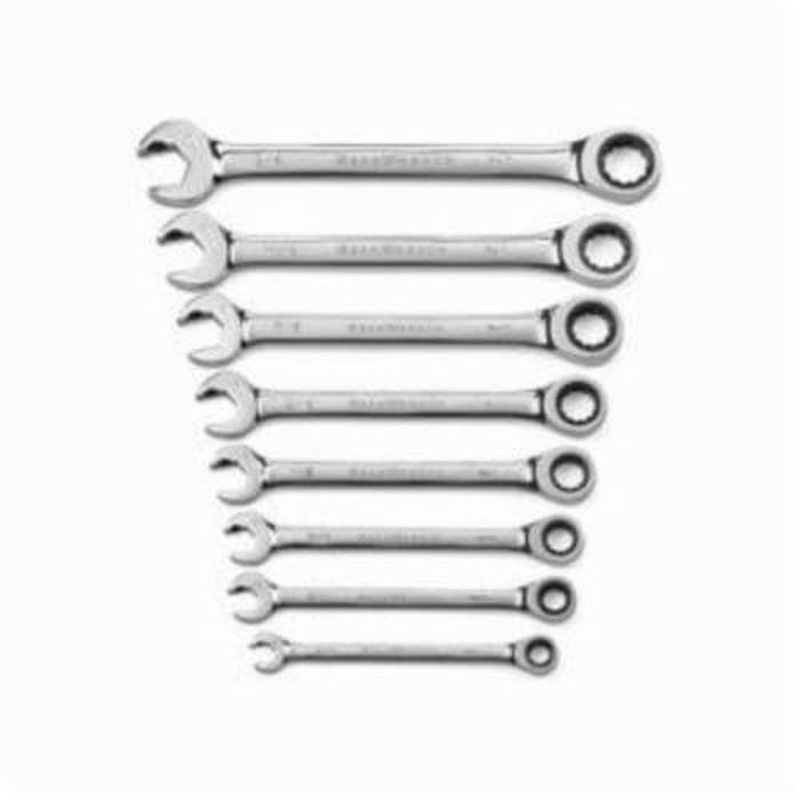 GearWrench 85599 Ratcheting Regular Length Combination Wrench Set, Imperial, 8 pc, 5/16 to 3/4 in, Chrome Plated