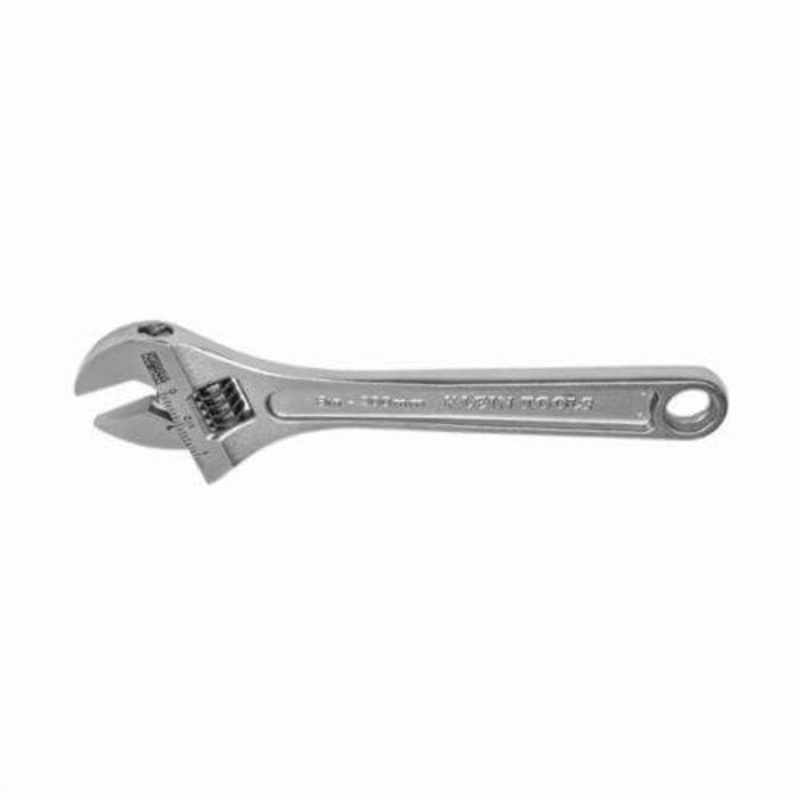 Klein 507-10 Extra Capacity Non-Insulated Adjustable Wrench, 1-5/16 in, Polished Chrome, 10-1/8 in OAL, Forged Alloy Steel Body