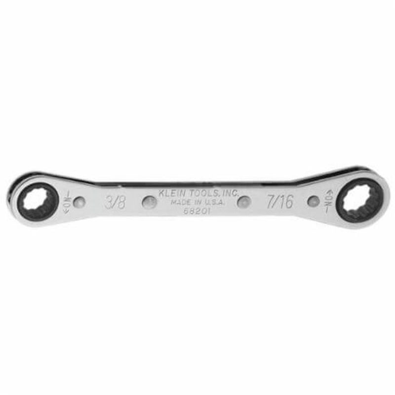 Klein 68202 Box Wrench, 1/2 x 9/16 in Wrench, 12 Points, 25 Offset, 6-7/8 in OAL, Steel, Polished Chrome