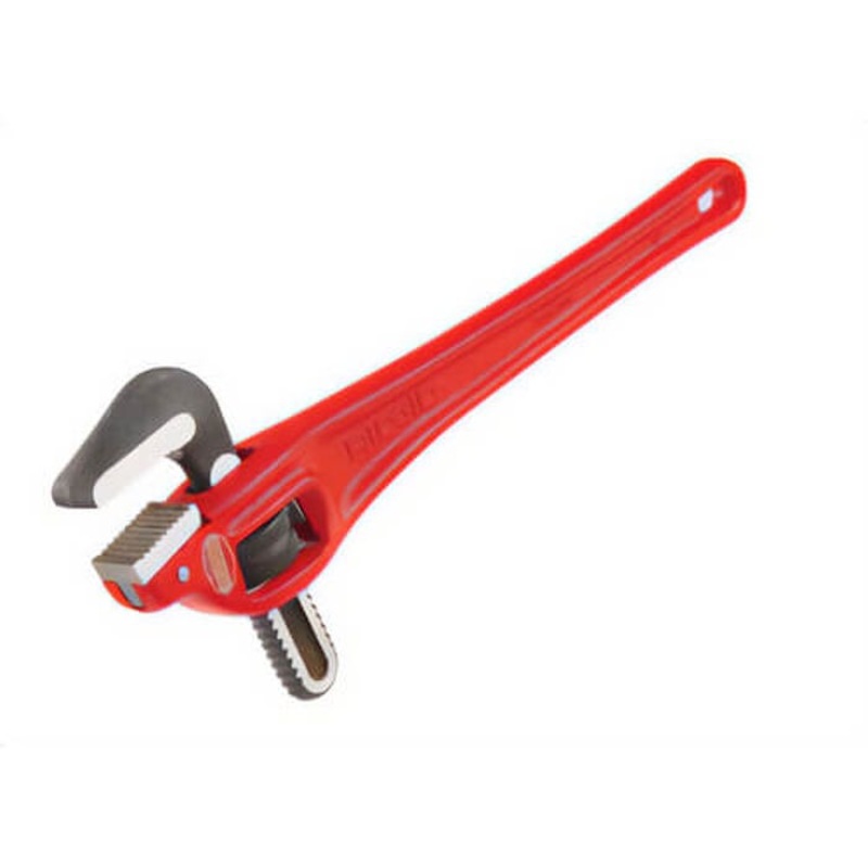 Ridgid 89440 Heavy-Duty Offset Pipe Wrench 18, 2-1/2 in, 18 in OAL, Hook Jaw, Cast Iron Handle, Standard Adjustment, Red