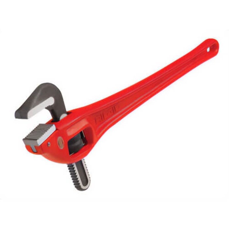 Ridgid 89445 Series Heavy-Duty Offset Pipe Wrench 24, 3 in Pipe, 24 in OAL, Hook/Serrated Jaw, Cast Iron Handle