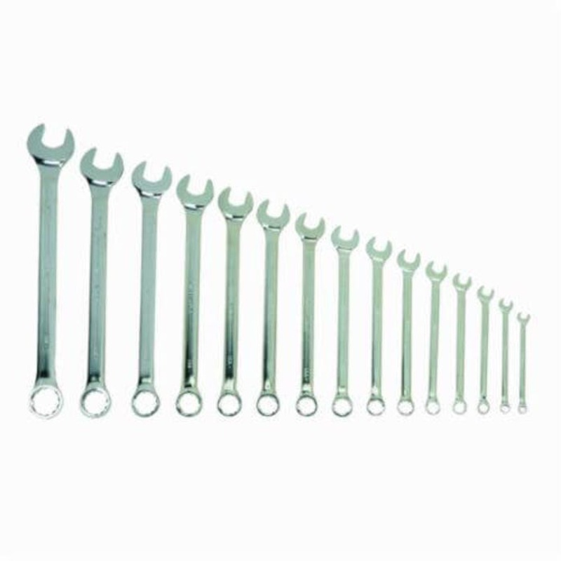 Williams WS-1172SCA Supercombo Combination Wrench Set, Imperial, 15 pc, 5/16 to 1-1/4 in, Satin Chrome