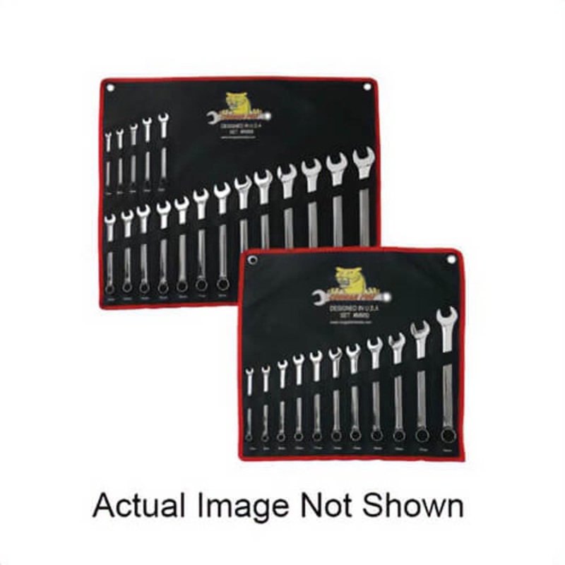 Wright M958 Cougar Pro Combination Wrench Set, 18 pc, 7 to 24 mm, Polished Chrome/Mirror Polished