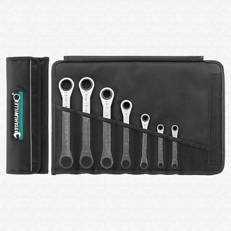 Stahlwille 25/7 Double-ended Ratchet Ring Spanner Set, Metric, 7-19mm, 7 Pieces