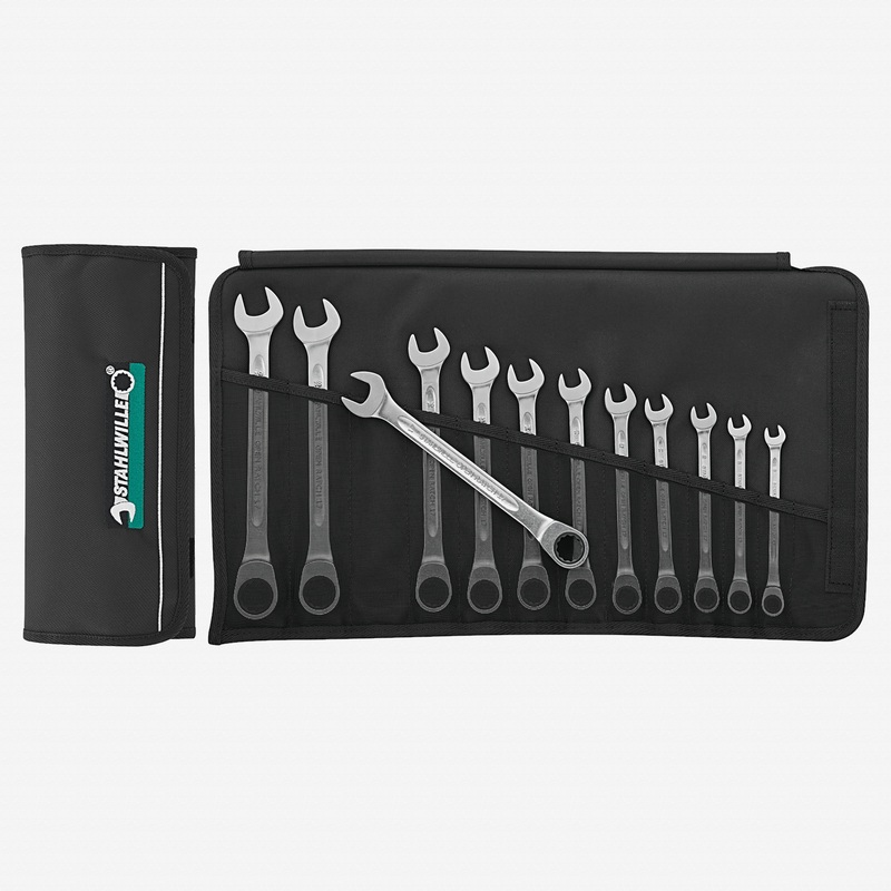 Stahlwille 17F/12 OPEN RATCH Combination Ratcheting Spanner Set, Metric, 12 Pieces, 12 Point
