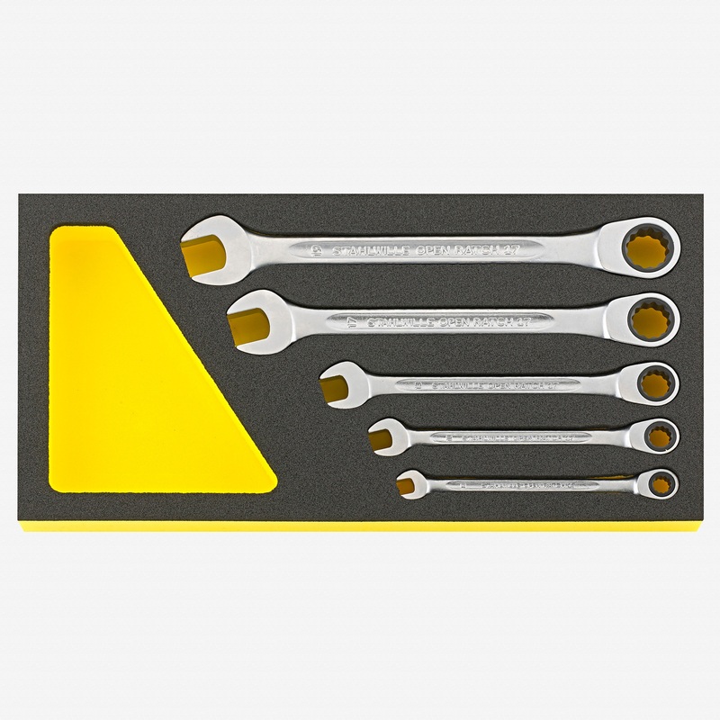 Stahlwille TCS 17F/5 OPEN RATCH Ratcheting Combination Spanner Set, Metric, 5 Pieces, 8 - 19 mm