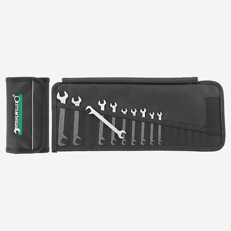 Stahlwille 12/10 ELECTRIC Small Double Open Ended Spanner Set, in Roll-up Wallet, 10 Pieces