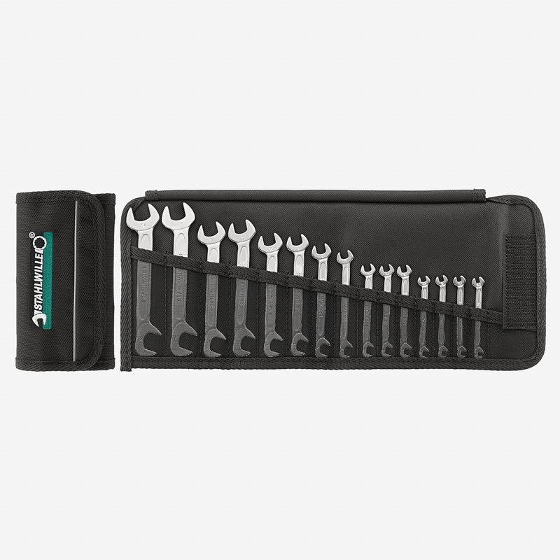 Stahlwille 12/15 ELECTRIC Small Double Open Ended Spanner Set, in Roll-up Wallet, 15 Pieces