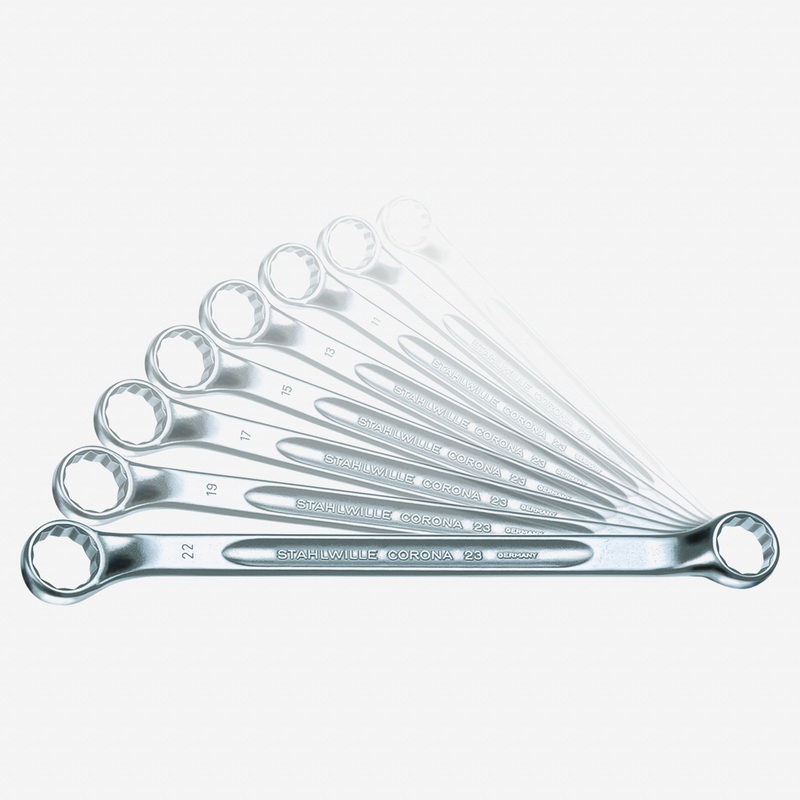 Stahlwille CORONA 23/8 Double-ended Ring Spanner Set, Shallow Offset; 6x7-20x22 mm, 8 Pieces