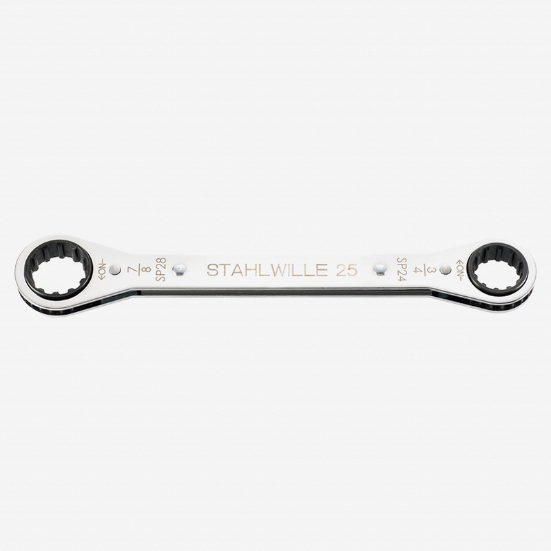 Stahlwille 25aSP Spline Drive Ratchet Ring Spanner, 16 x 18 Spline size (1/2 x 9/16")