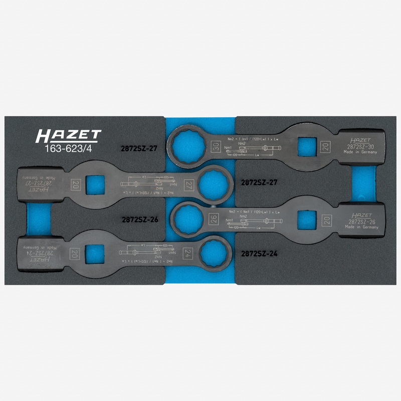 Hazet 163-623/4 12-point Striking Face Box-End Wrench Set, 24 - 30 mm, 4 Pieces